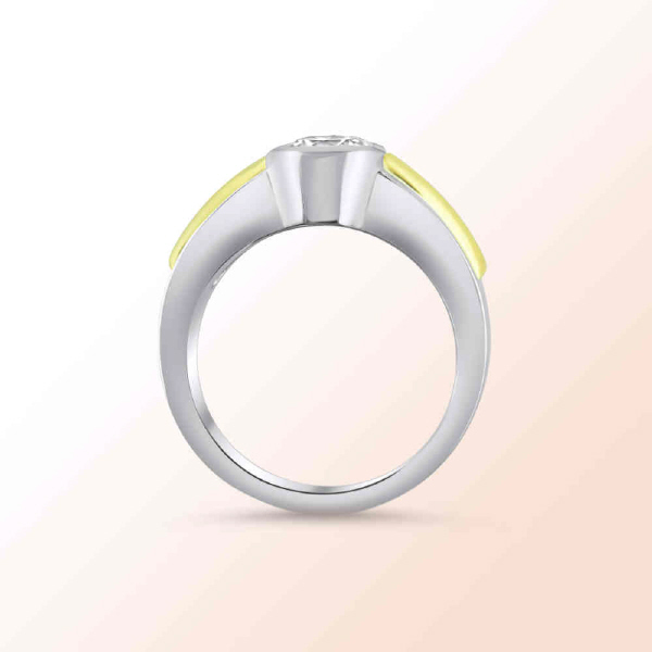 Ladies Platinum & 18k.y. Diamond Solitaire Egagement Ring 0.75Ct.
