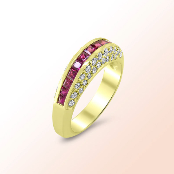 Ladies 14k.y. Ruby Diamond Ring 1.89Ct.