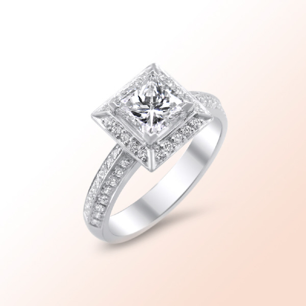 Ladies platinum engagement ring 1.45Ct. Color: H Clarity: VS1