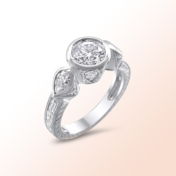 Ladies platinum diamond egagement ring 2.84Ct.  Color: H Clarity: VS2