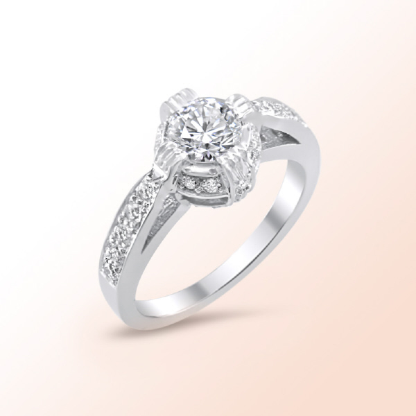 Ladies 14k.w. Diamond Engagement Ring 1.10Ct. Color: E Clarity: VS2