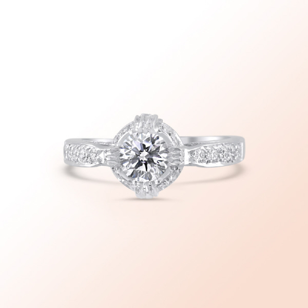 Ladies 14k.w. Diamond Engagement Ring 1.10Ct. Color: E Clarity: VS2