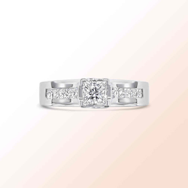 14K.W. DIAMOND ENGAGEMENT RING 0.83 CT.