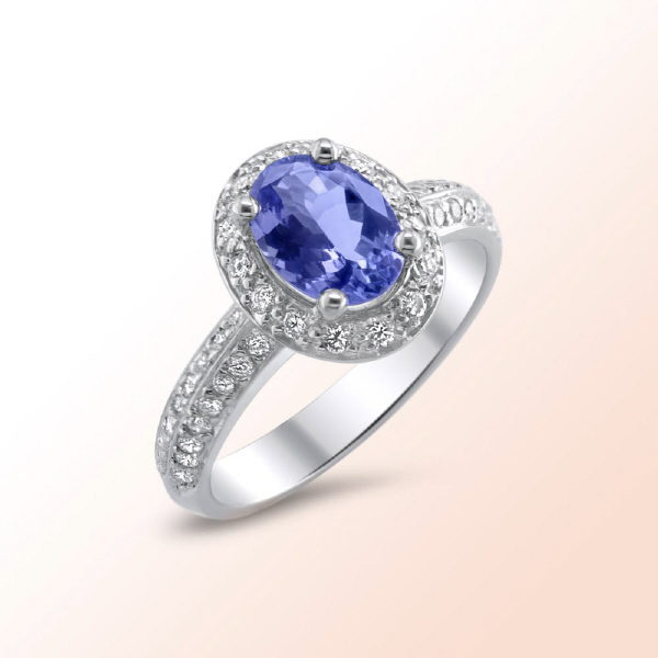 Ladies 14k.w. tanzanite diamond ring 1.52Ct.