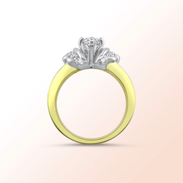 Ladies 18k. 2 tone Diamond Engagement Ring  1.33Ct.