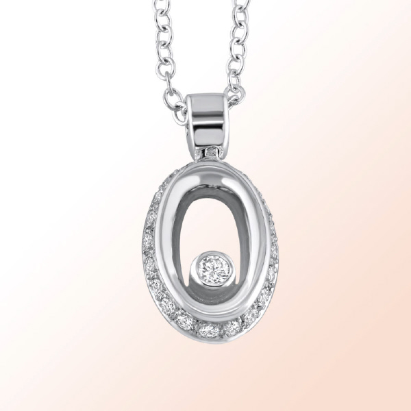 18K. White Gold Diamond Pendant 0.37Ct.