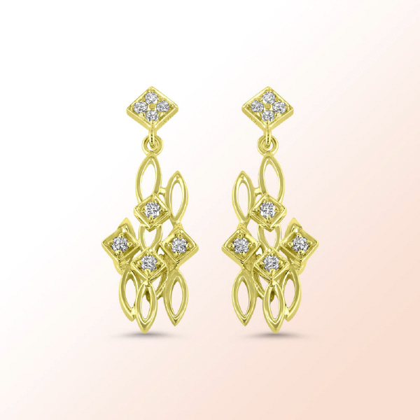 Ladies 18k.y. Diamond Earrings
