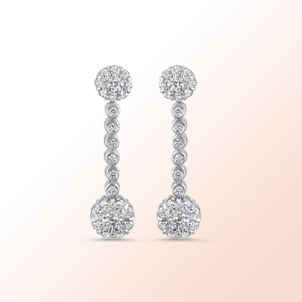 18k.w. diamond earrings  1.44Ct.
