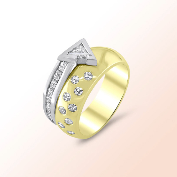 14k. 2 tone Diamond Band