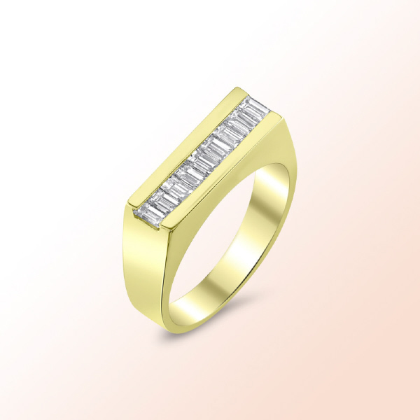 Mans Baguette Diamond Ring 0.85Ct.