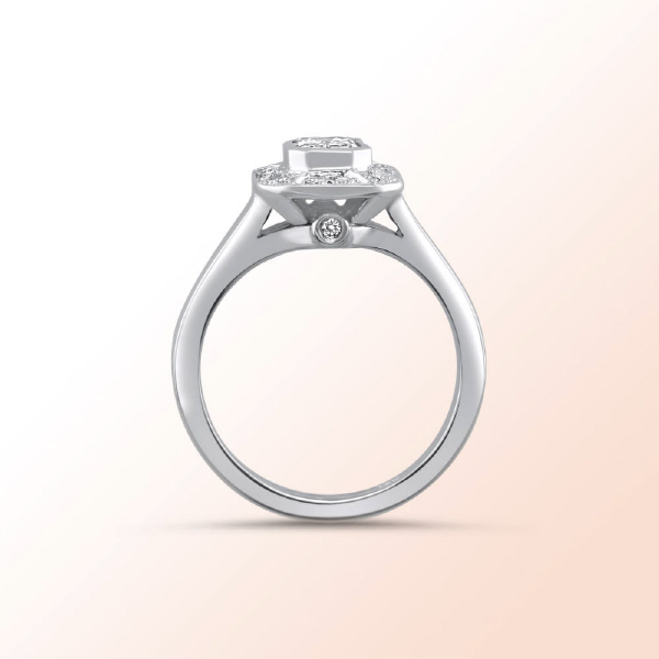 18k.w. Emerald Cut Diamond Engagement Ring 0.73Ct. Color: G Clarity: VS2