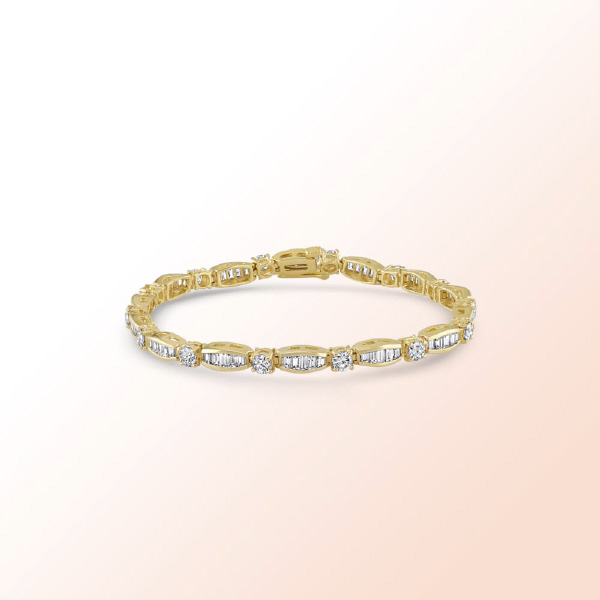 14k.y. gold diamond Tennis bracelet Round & baguette  5.25Ct.