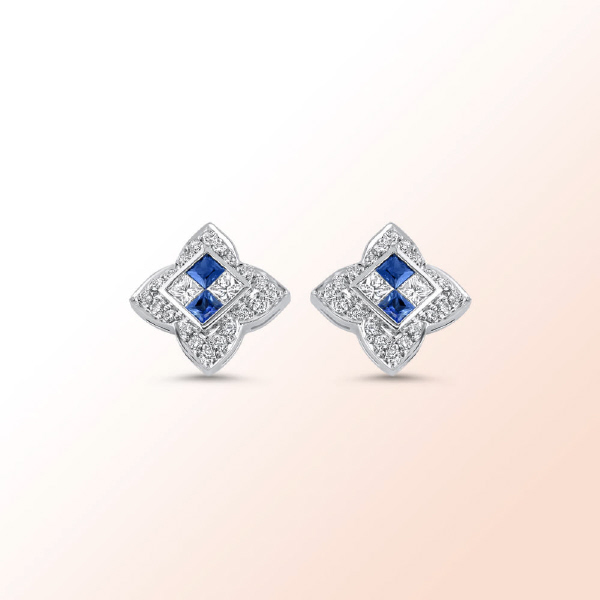 14k.w. Diamond Sapphire Earrings