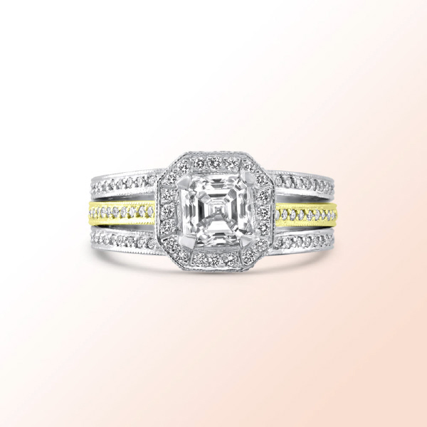 18k 2 tone Diamond Engagement Ring