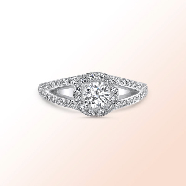 18k.w. Diamond Engagement Ring 0.94Ct. Color: H Clarity: VS1