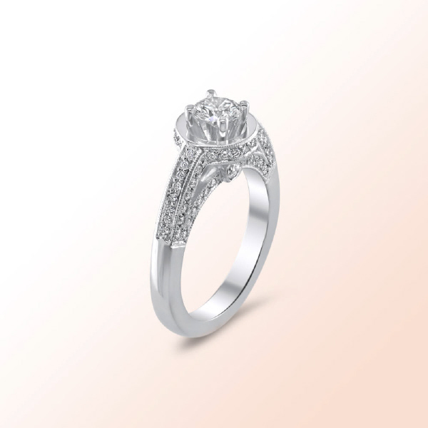 18k.w. Diamond Engagement Ring 1.14Ct. Color: H Clarity: VS1