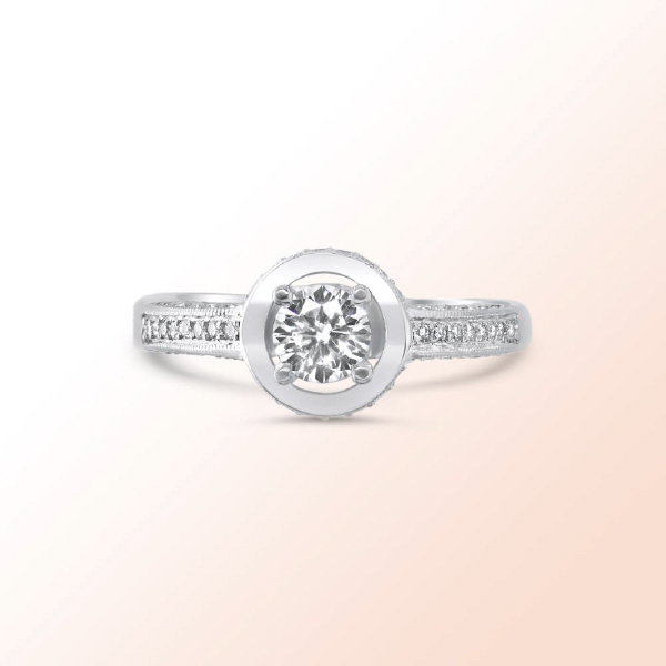 18k.w. Diamond Engagement Ring 1.14Ct. Color: H Clarity: VS1