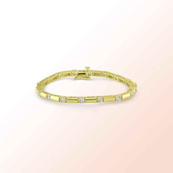 14K. Yellow Gold Diamond Tennis Bracelet 1.93Ct.