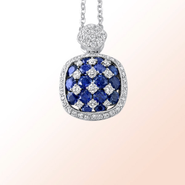 18k.w. Pendant with sapphires & diamonds