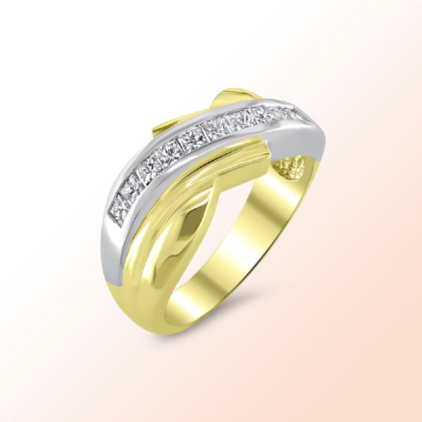 14K. 2 Tone Gold Diamond Anniversary Band