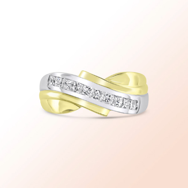 14K. 2 Tone Gold Diamond Anniversary Band