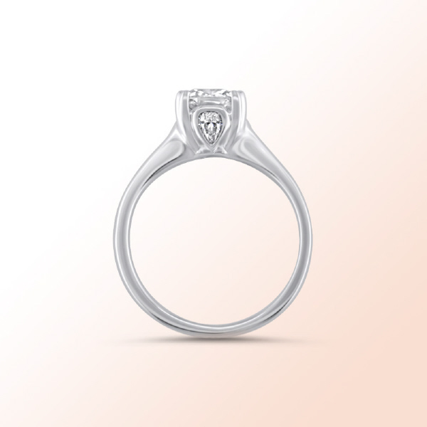 18k.w. GoldSolitaire Modified Cushion Cut Diamond Engagement Ring 1.01Ct. Color: J Clarity: VS2