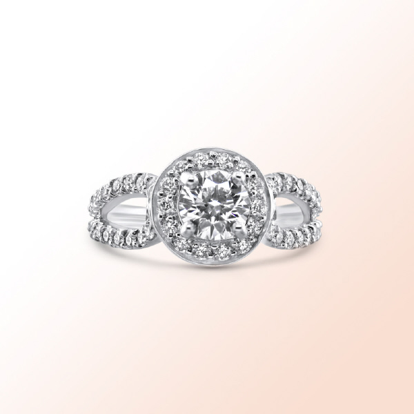 14k.w. Diamond Engagement Ring 1.47Ct. Color: F Clarity: VS1