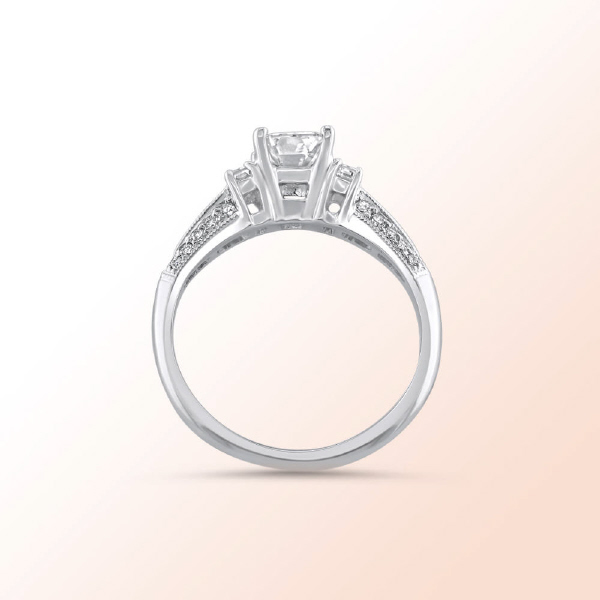 18k.w. gold Emerald cut Diamond Engagement Ring  1.50ct.