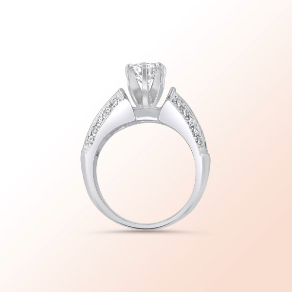 14k.w. Engagement Ring with Baguettes, Princess cut & Round Diamonds 2.33Ct.