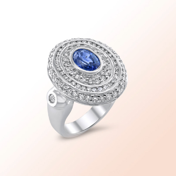 14k.w. oval Tanzanite Diamond ring 4 Ct.