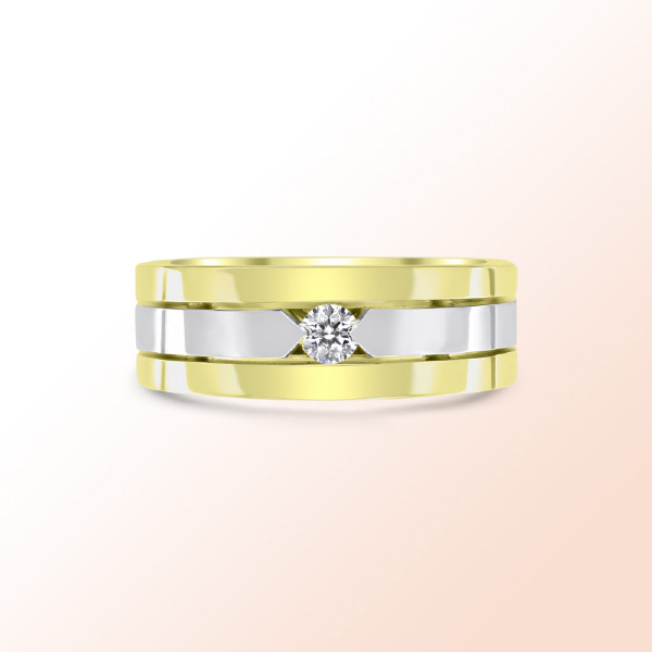 Man's 14k. 2 tone Diamond Ring 0.19Ct.