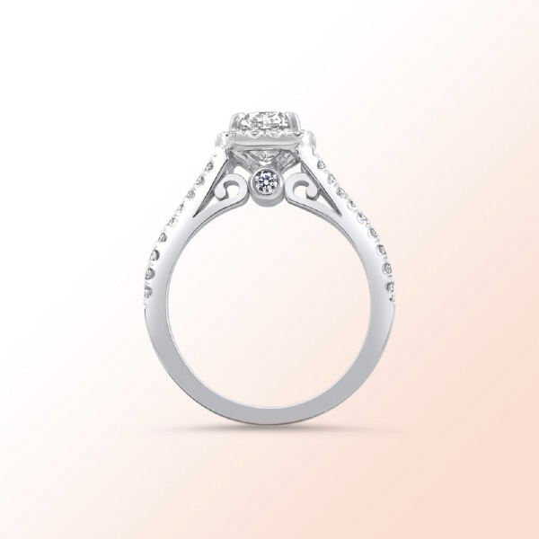 14k.w. Gold Cushion Cut Diamond Engagement Ring 1.48Ct.