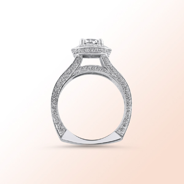 14k.w. Gold Round Cut Diamond Engagement Ring  2.42Ct.