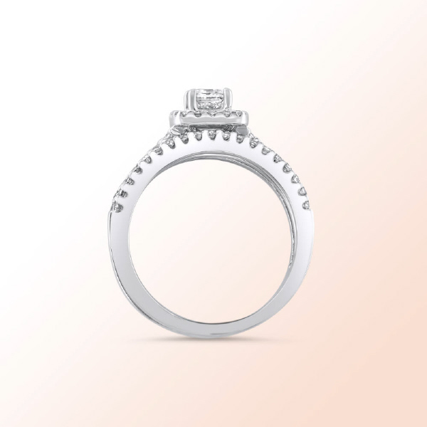 14k.w. 3 Ring Wedding set with dimaonds  1.05Ct.