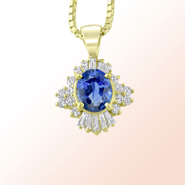 14k.y. Sapphire diamond pendant