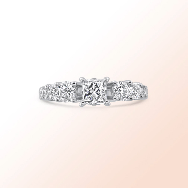 14k.w. Princess cut Diamond Ring 1.05Ct.