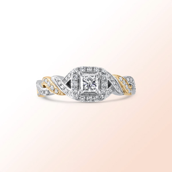 14k.y.2 tone Diamond Engagement Ring 0.65Ct.