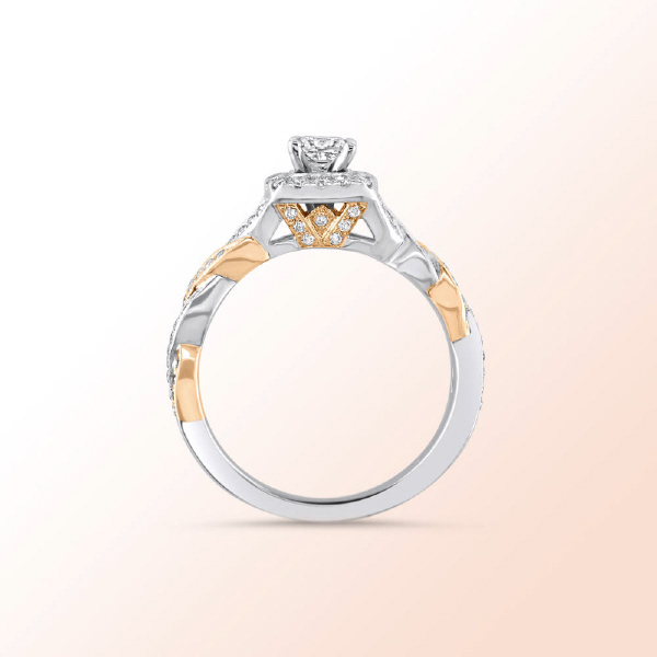 14k.y.2 tone Diamond Engagement Ring 0.65Ct.