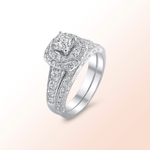 14k.w. Diamond Wedding Set 0.95Ct.