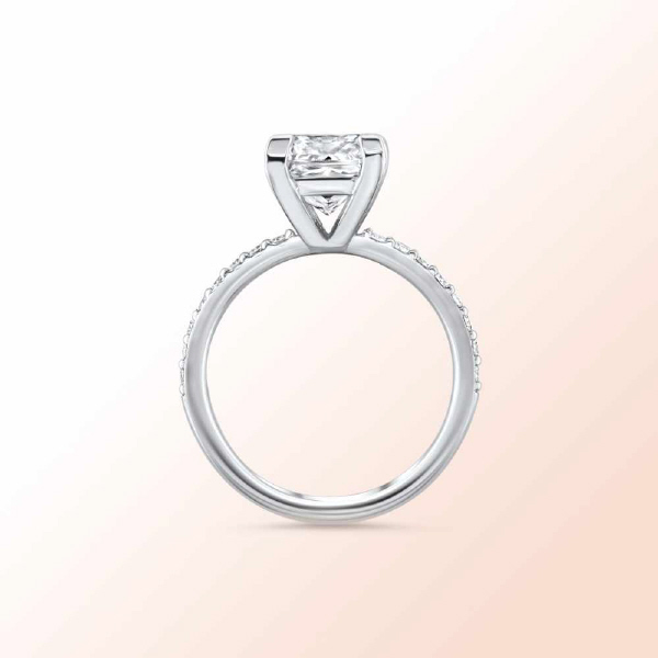 14k.w. gold Diamond ring with princess cut diamond   2.07Ct. I/VVS2