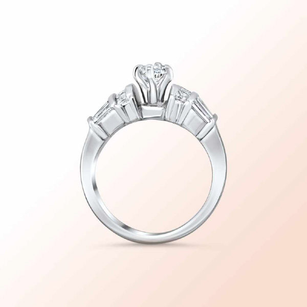 14k.w. gold Ladies marquise baguette Diamond Ring  1.65Ct.                                                                                            14k.w. gold Ladies marquise baguette Diamond Ring  1.65Ct.