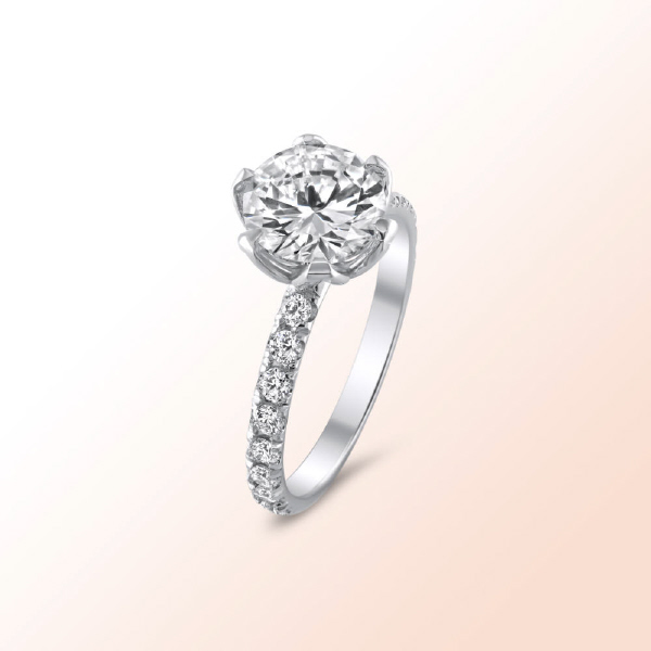 14K. White Gold Diamond Engagement Ring 2. 53Ct.  Color: J, Clarity: VS1 GIA