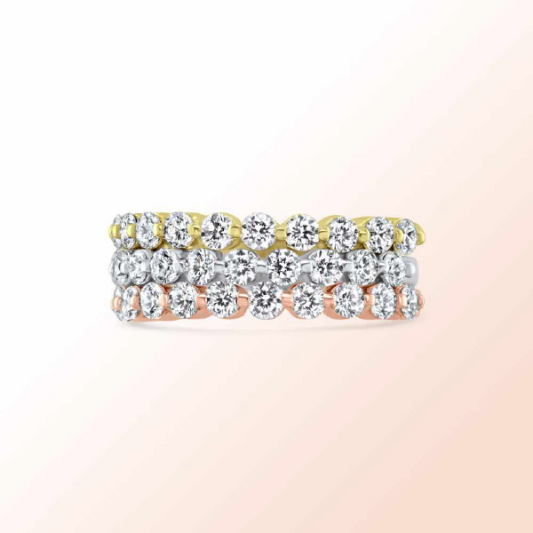 14k. Tricolor Anniversary Diamond Bands 1.75Ct.