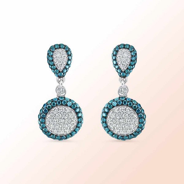 14k.white gold Blue & white Diamond Earrings