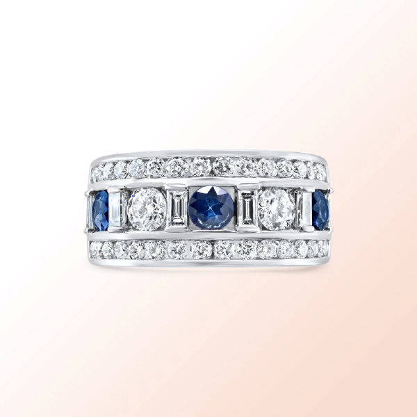 14k.w. gold sapphire diamond ring