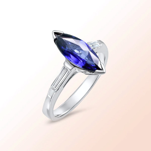 18k. W. Gold Sapphire Diamond Ring