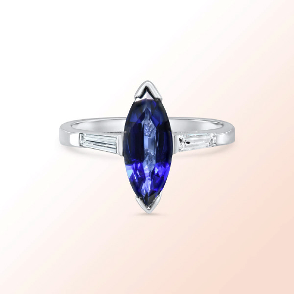 18k. W. Gold Sapphire Diamond Ring