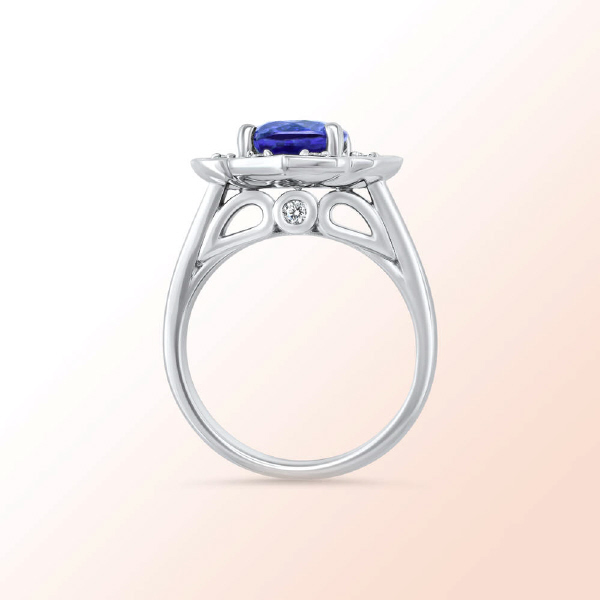 14k.w. Gold Tanzanite Diamond Ring 2.87Ct.