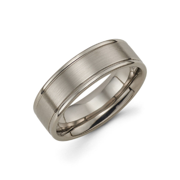 7mm 14k white gold men's wedding band keeps tradition alive.