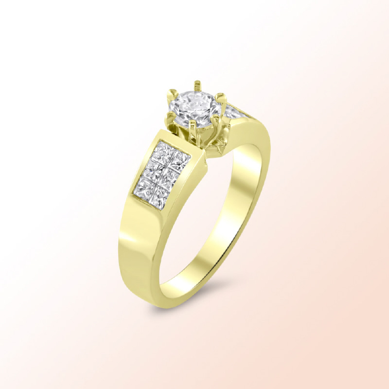 14k.y. invisible diamond wedding ring 0.88Ct.